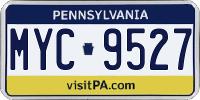 PA license plate MYC9527