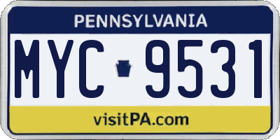 PA license plate MYC9531