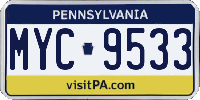 PA license plate MYC9533