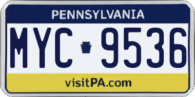 PA license plate MYC9536