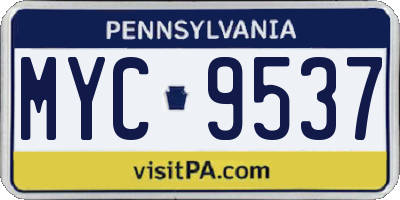 PA license plate MYC9537