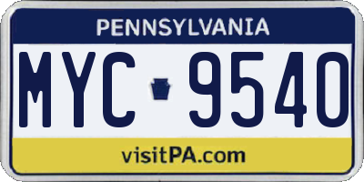PA license plate MYC9540