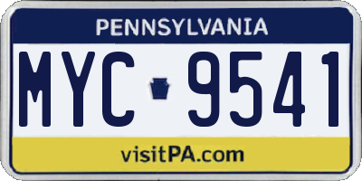 PA license plate MYC9541