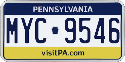 PA license plate MYC9546