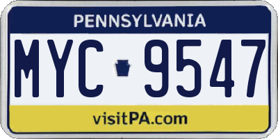 PA license plate MYC9547