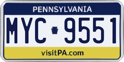 PA license plate MYC9551