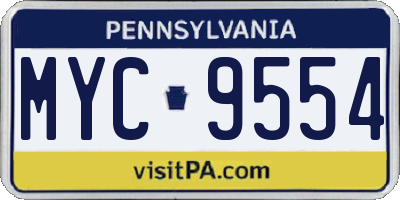 PA license plate MYC9554