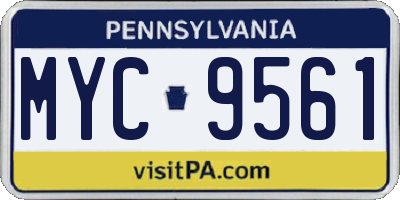 PA license plate MYC9561