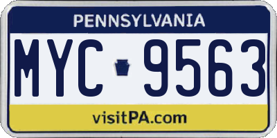 PA license plate MYC9563