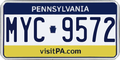 PA license plate MYC9572