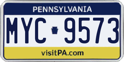 PA license plate MYC9573