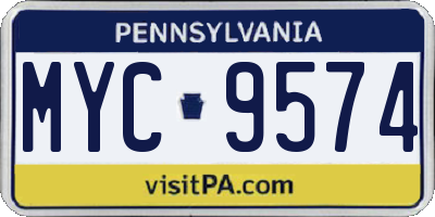 PA license plate MYC9574