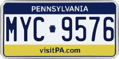 PA license plate MYC9576