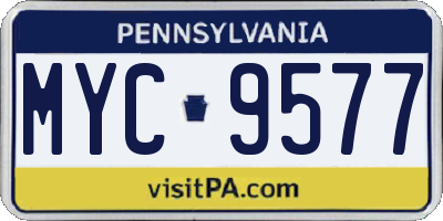 PA license plate MYC9577