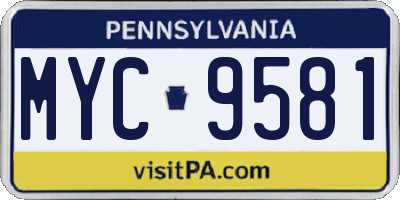 PA license plate MYC9581