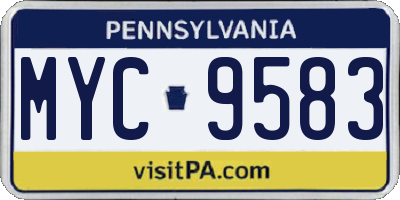 PA license plate MYC9583