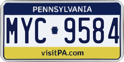 PA license plate MYC9584