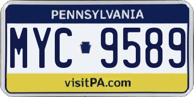 PA license plate MYC9589
