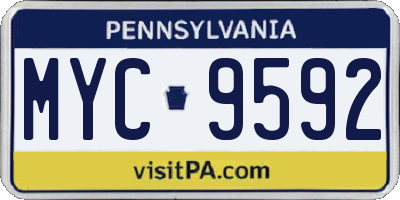 PA license plate MYC9592