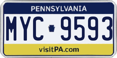 PA license plate MYC9593