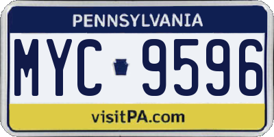 PA license plate MYC9596