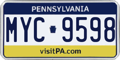 PA license plate MYC9598