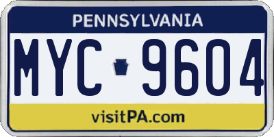PA license plate MYC9604
