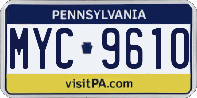 PA license plate MYC9610