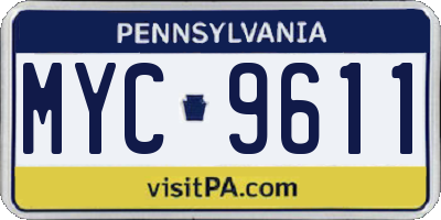 PA license plate MYC9611
