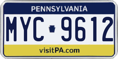 PA license plate MYC9612