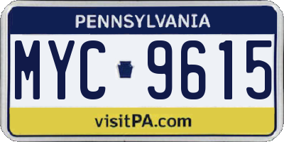 PA license plate MYC9615