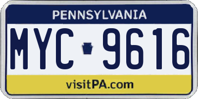 PA license plate MYC9616