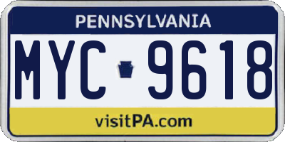 PA license plate MYC9618