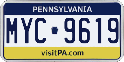 PA license plate MYC9619