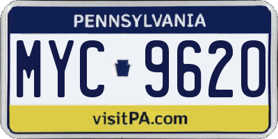 PA license plate MYC9620