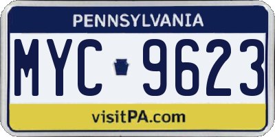 PA license plate MYC9623