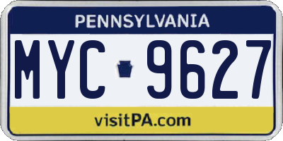 PA license plate MYC9627