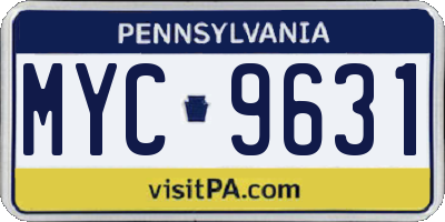 PA license plate MYC9631