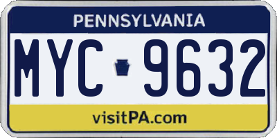 PA license plate MYC9632