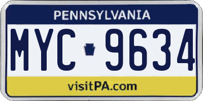 PA license plate MYC9634