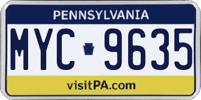 PA license plate MYC9635