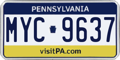 PA license plate MYC9637