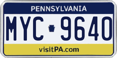 PA license plate MYC9640