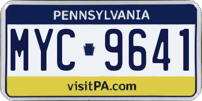 PA license plate MYC9641