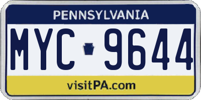 PA license plate MYC9644