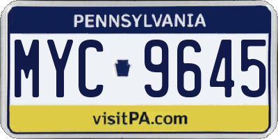 PA license plate MYC9645