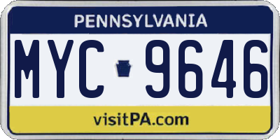 PA license plate MYC9646