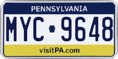 PA license plate MYC9648