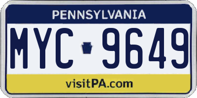 PA license plate MYC9649