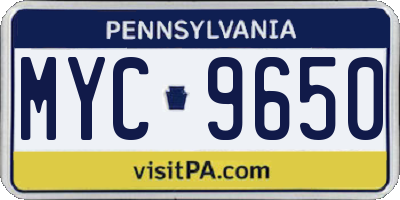 PA license plate MYC9650